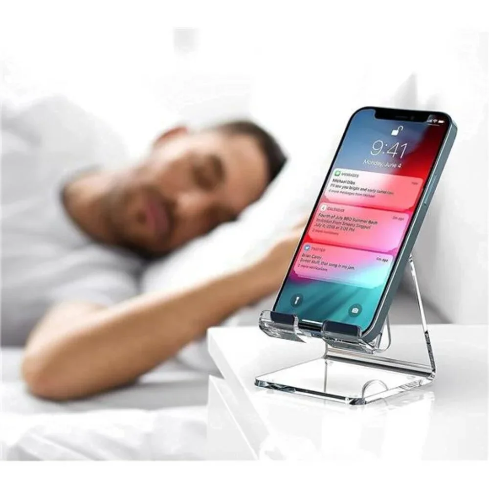 Clear Acrylic Phone Stand Desk Holder iPhone Android Tablet Charging Cradle